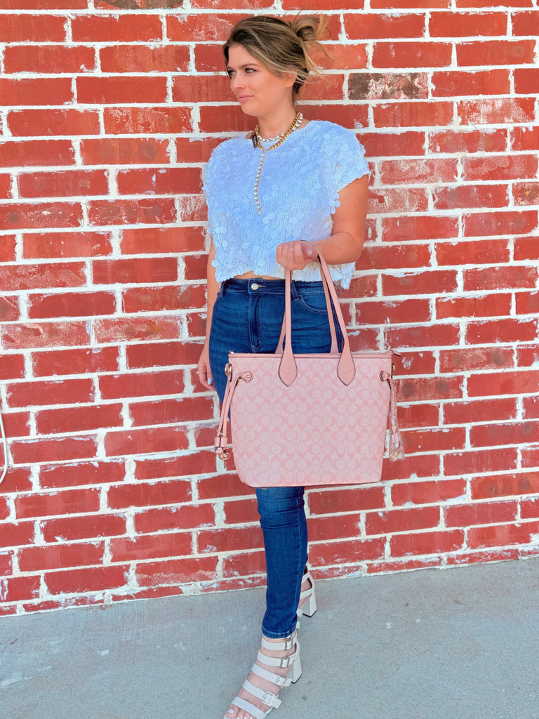 Tea Time Ivory Sequin Boat Neck Blouse