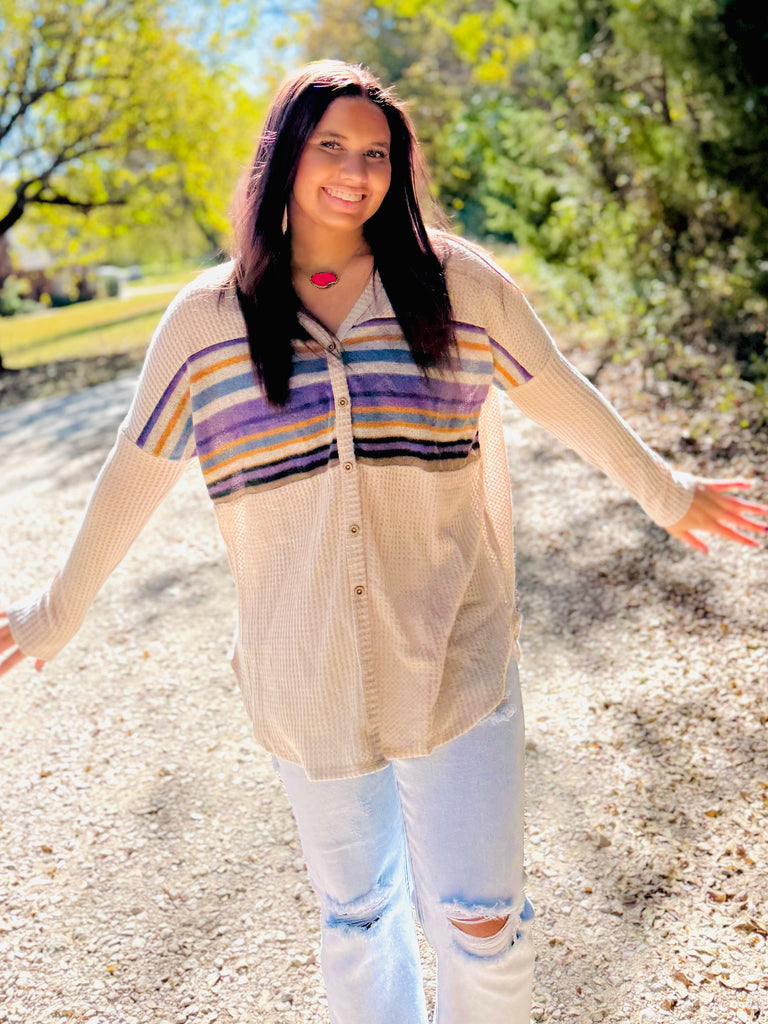 Your Way Waffle Knit Top- Almond