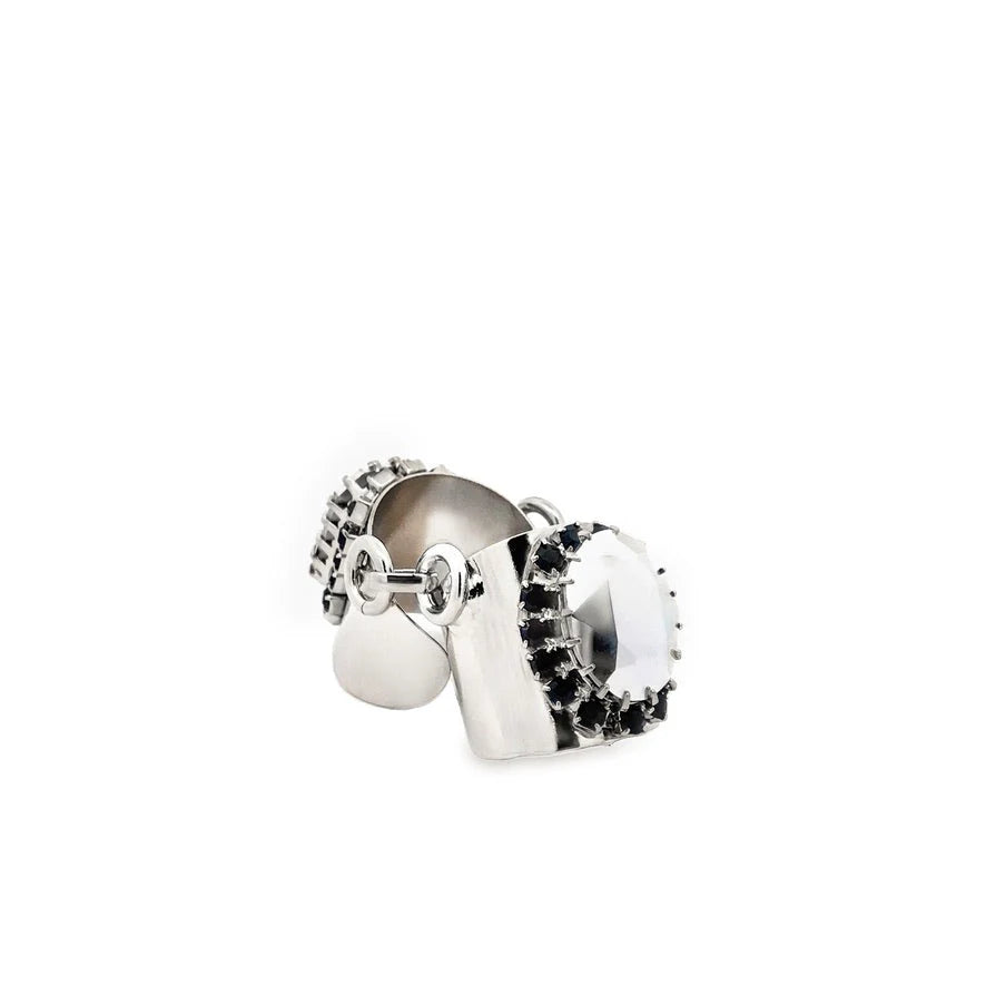 Wella Double Silver Clear Swarovski Ring