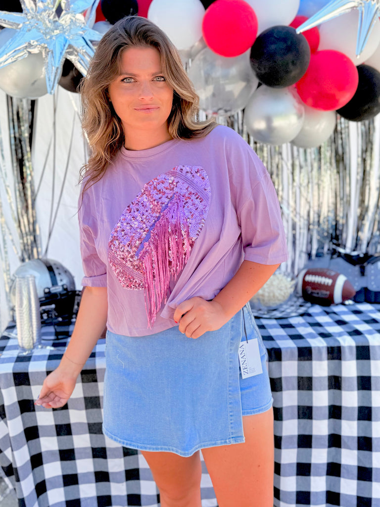 Purple Sequin Game Day Top