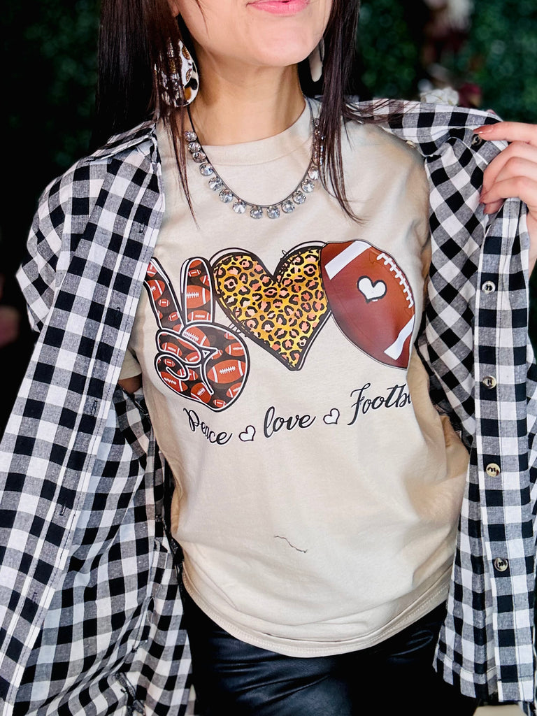 Peace, Love, & Football Sand Graphic Tee