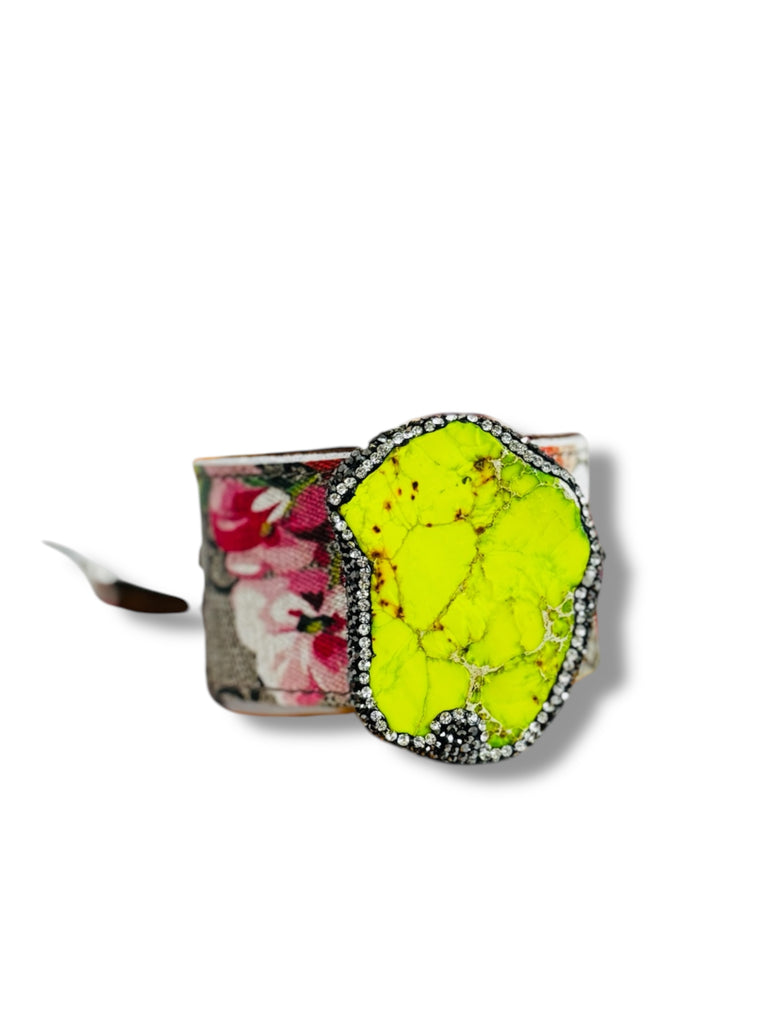 Luxury Lime Stone Blush Blooms Cuff