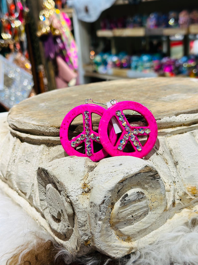 Pink Peace Crystal & Stone Earrings