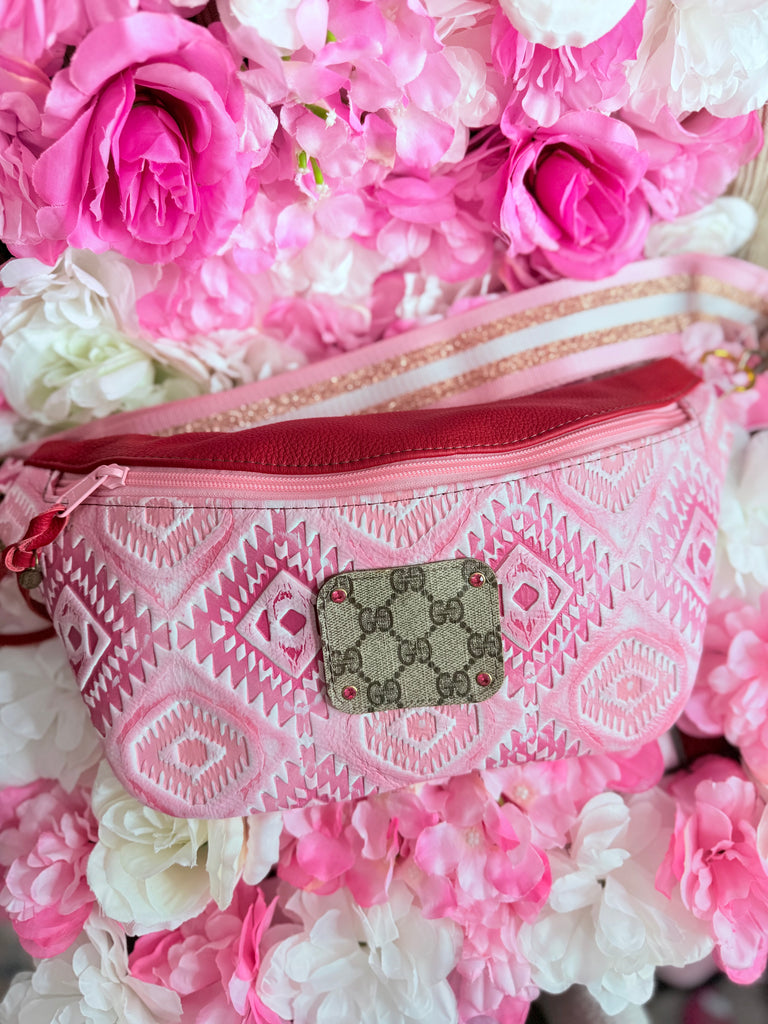 Pink Petal Aztec Large Leather Bumbag