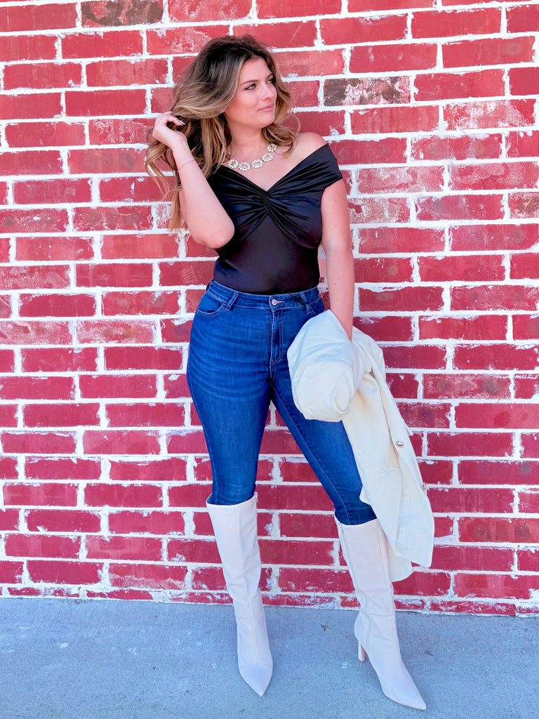 Twist of Chic Off Shoulder Top in Black