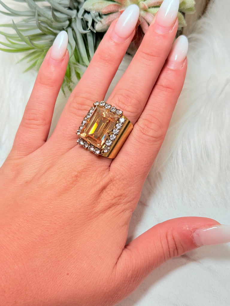 Asher Swarovski Ring in Gold Caramel