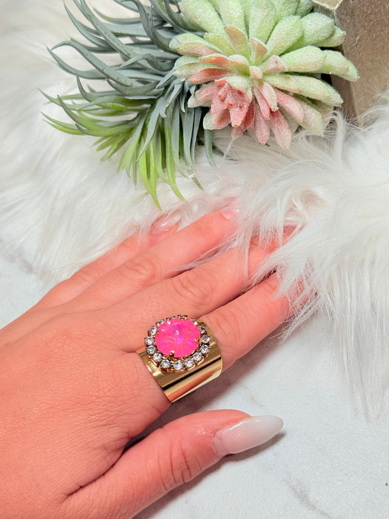 Jacci Swarovski Ring in Poppy Pink Electric