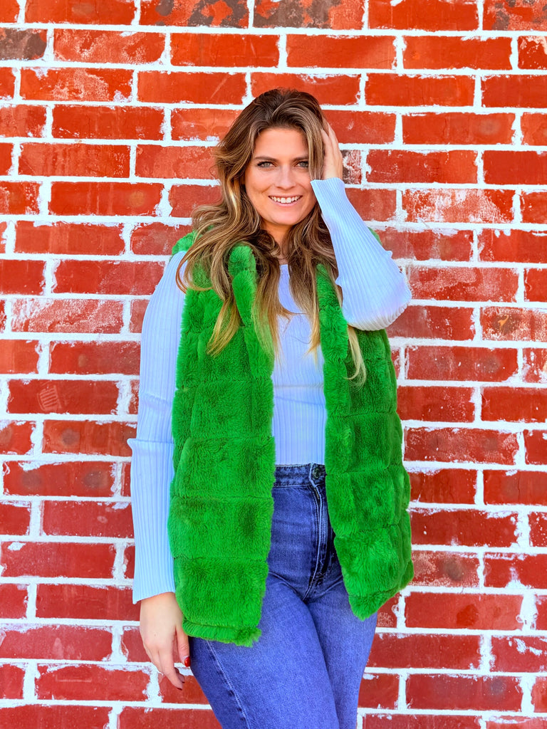 Lucky Green Fur Sherpa Vest