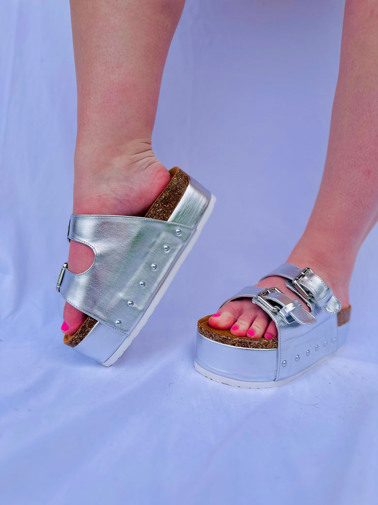 Silver Saving Grace Platform Sandals