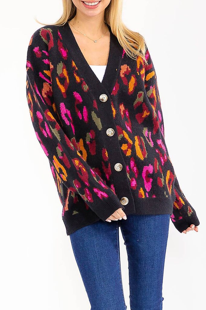 Wild Palette Button-Down Cardigan