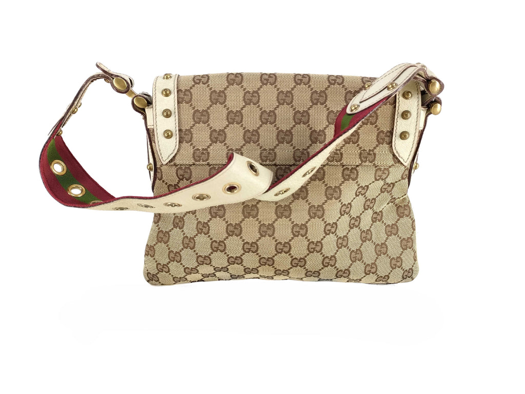 GUCCI Horsebit Canvas Leather Handbag Tote