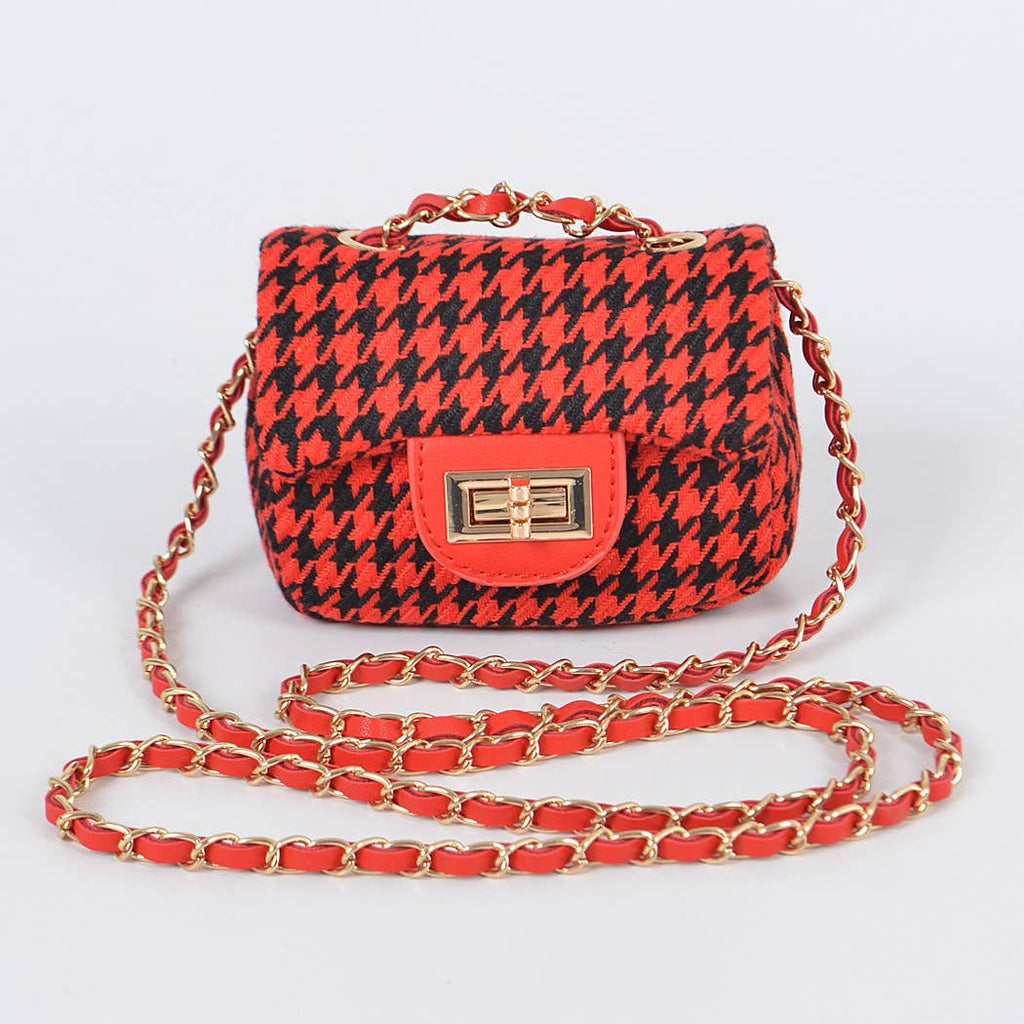 The Micro Tweed Houndstooth Bag: Red