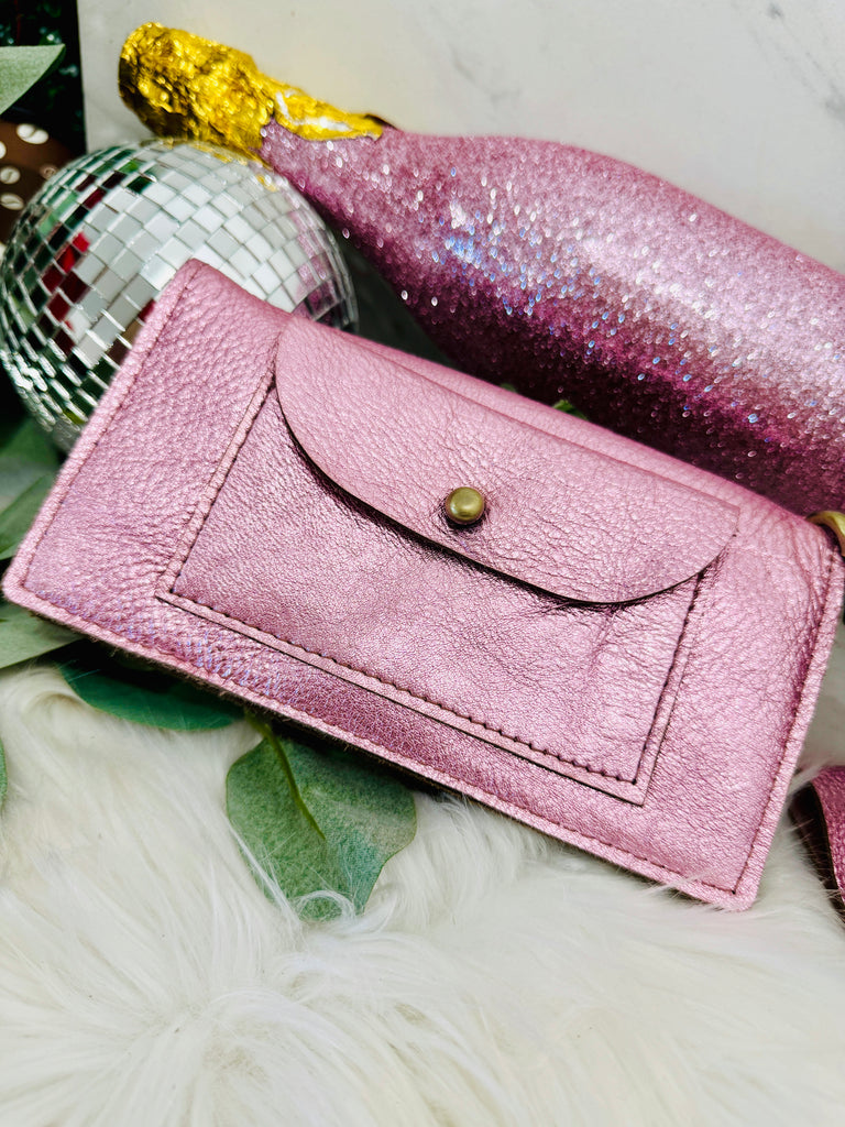 Glitzy Girl Pink Shimmer Fallon Wallet/Wristlet