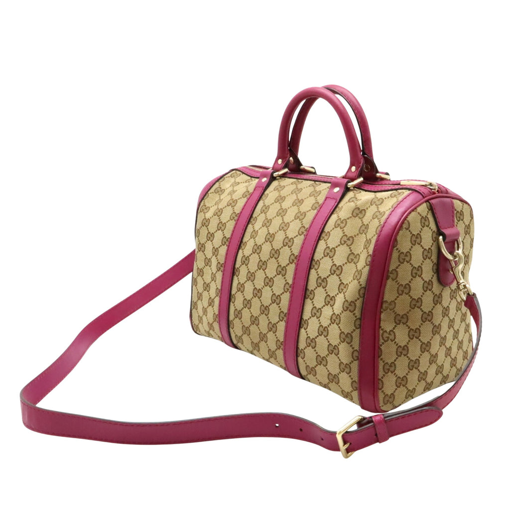 Gucci Boston Magenta Duffle Travel Handbag Tote