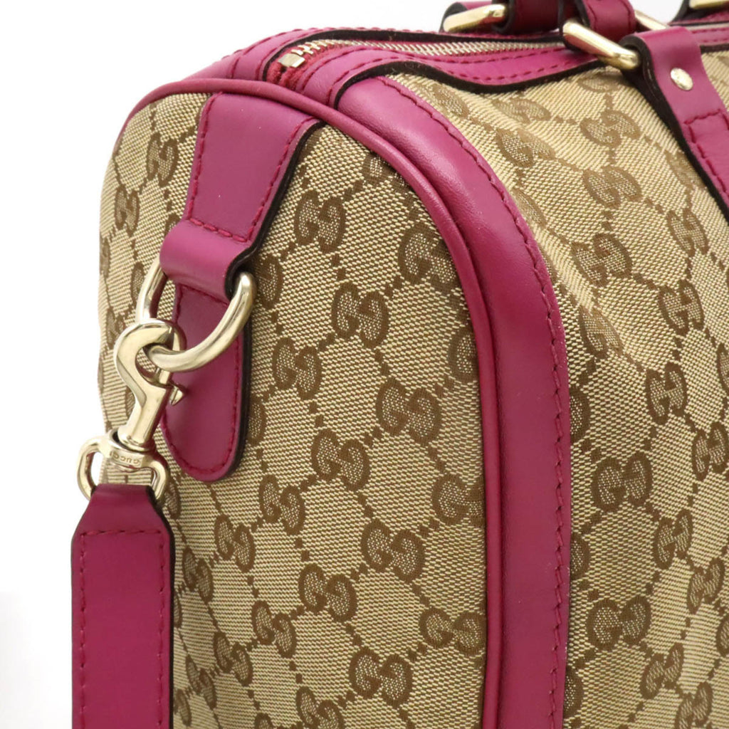 Gucci Boston Magenta Duffle Travel Handbag Tote