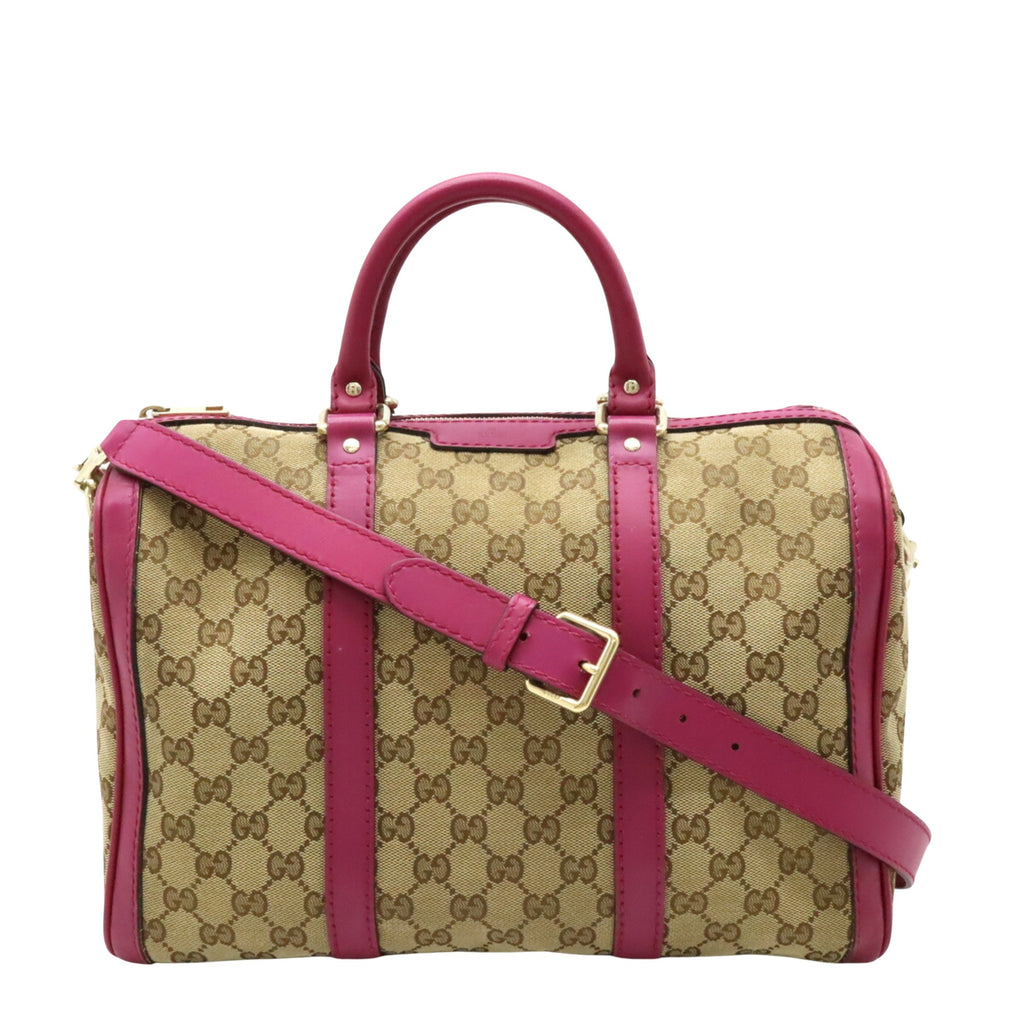 Gucci Boston Magenta Duffle Travel Handbag Tote