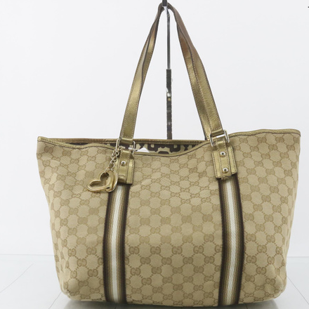 Gucci GG Canvas & Stripe Handbag Tote Purse