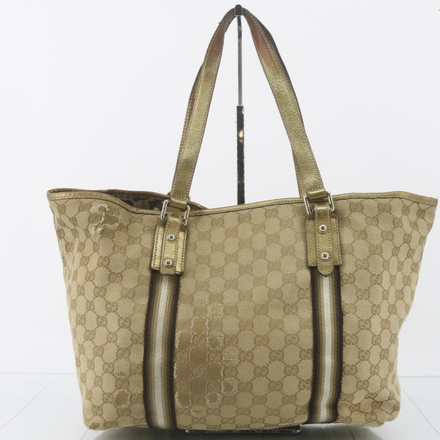 Gucci GG Canvas & Stripe Handbag Tote Purse