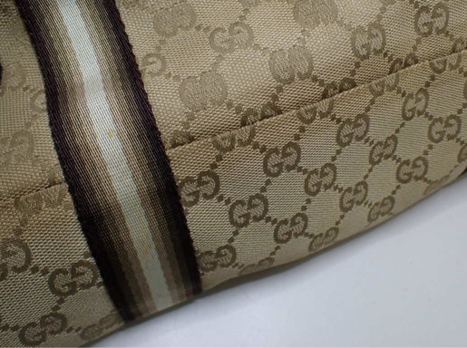 Gucci GG Canvas & Stripe Handbag Tote Purse