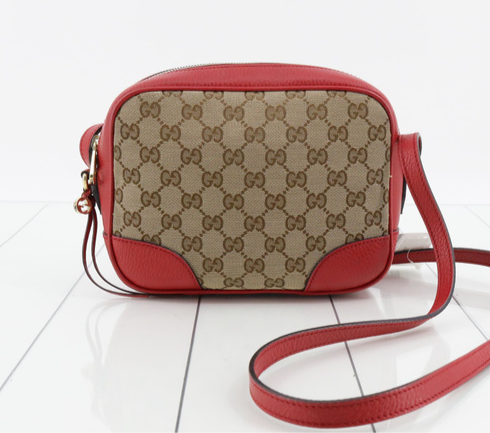 Gucci GG Canvas and Red Crossbody Handbag Purse