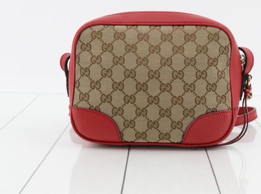 Gucci GG Canvas and Red Crossbody Handbag Purse