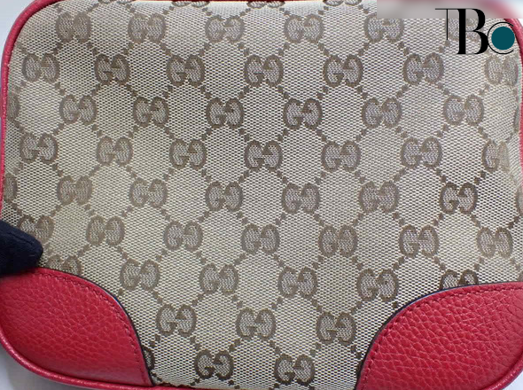 Gucci GG Canvas and Red Crossbody Handbag Purse