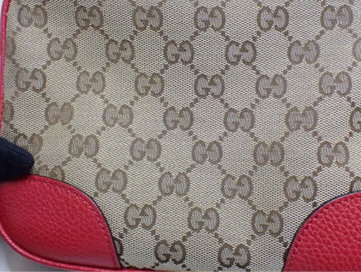 Gucci GG Canvas and Red Crossbody Handbag Purse