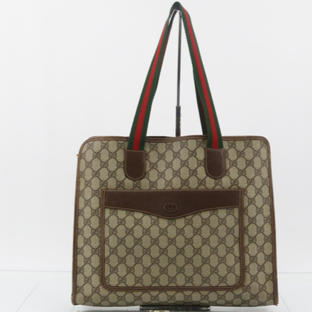 Gucci GG Canvas Leather Tote Purse