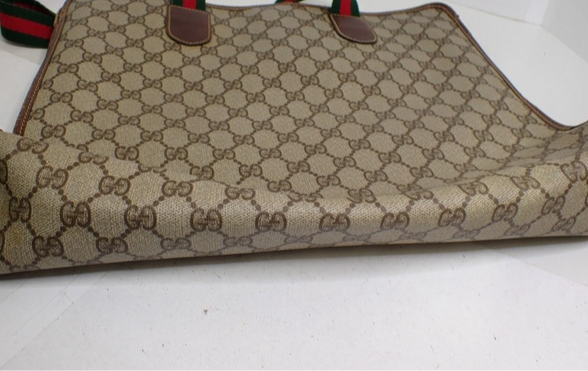 Gucci GG Canvas Leather Tote Purse