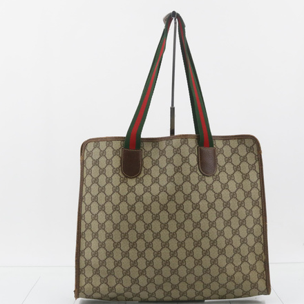 Gucci GG Canvas Leather Tote Purse