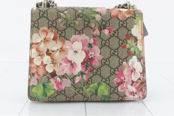 GUCCI GG Blooms Canvas Handbag Crossbody with Chain