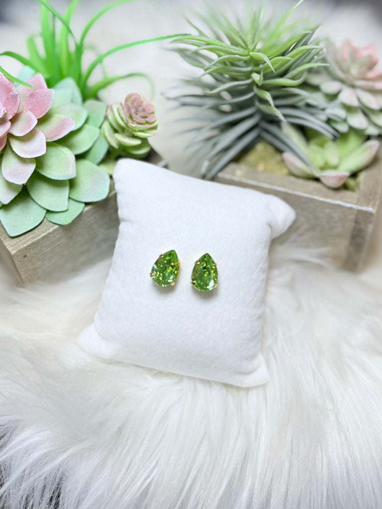 The Lumi Swarovski Studs - Lime