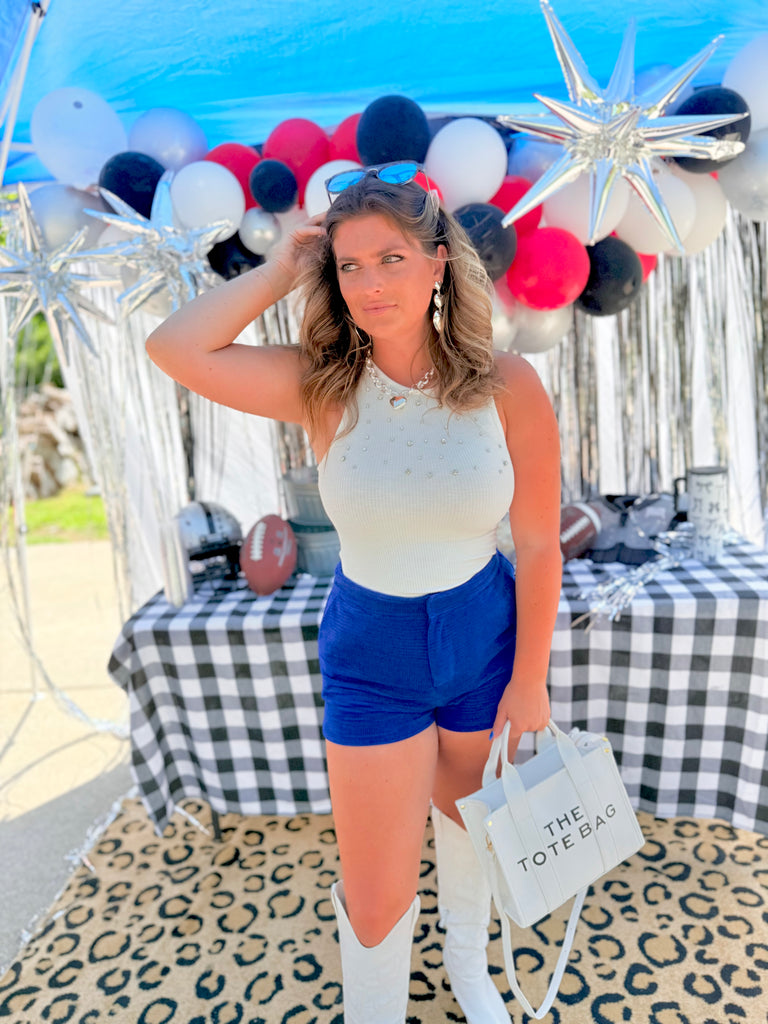 Rich Royal High Waisted Corduroy Shorts