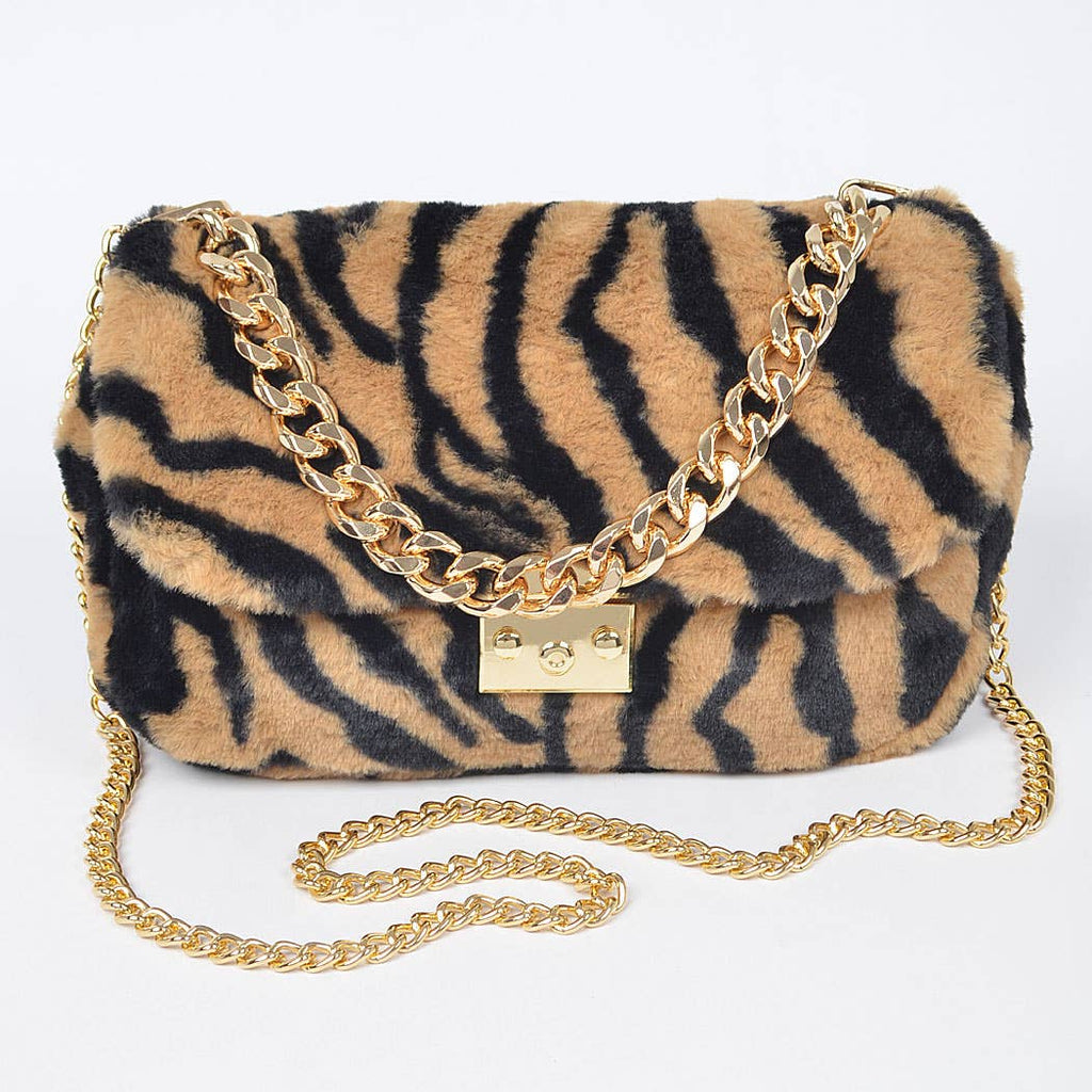 Zebra Babe Shoulder Bag - CAMEL