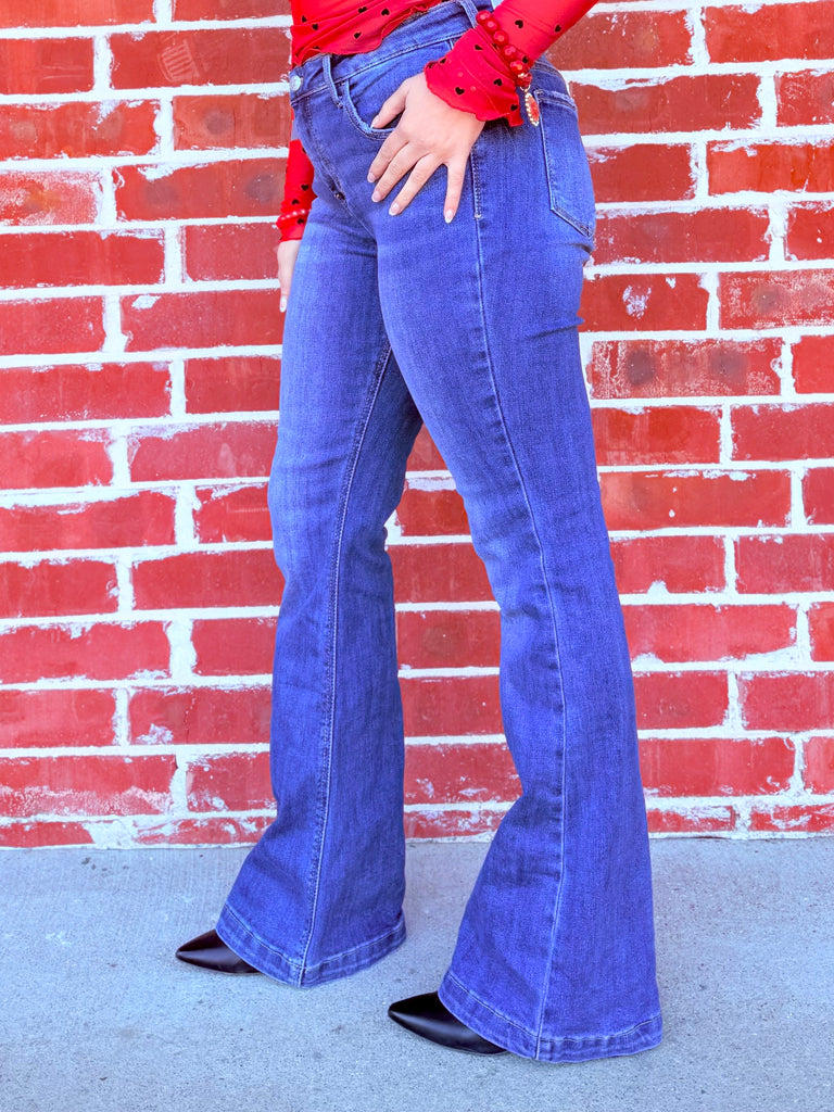 Lindale Mid Rise Flare Denim Jeans