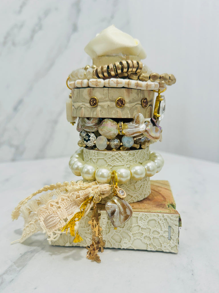 Mrs. Vintage Fall Lace & Leather Jumbo Stack