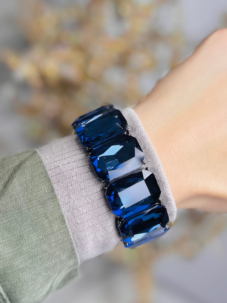 Deep Navy Gem Crystal Bracelet Cuff