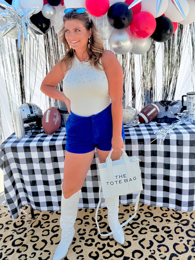 Rich Royal High Waisted Corduroy Shorts