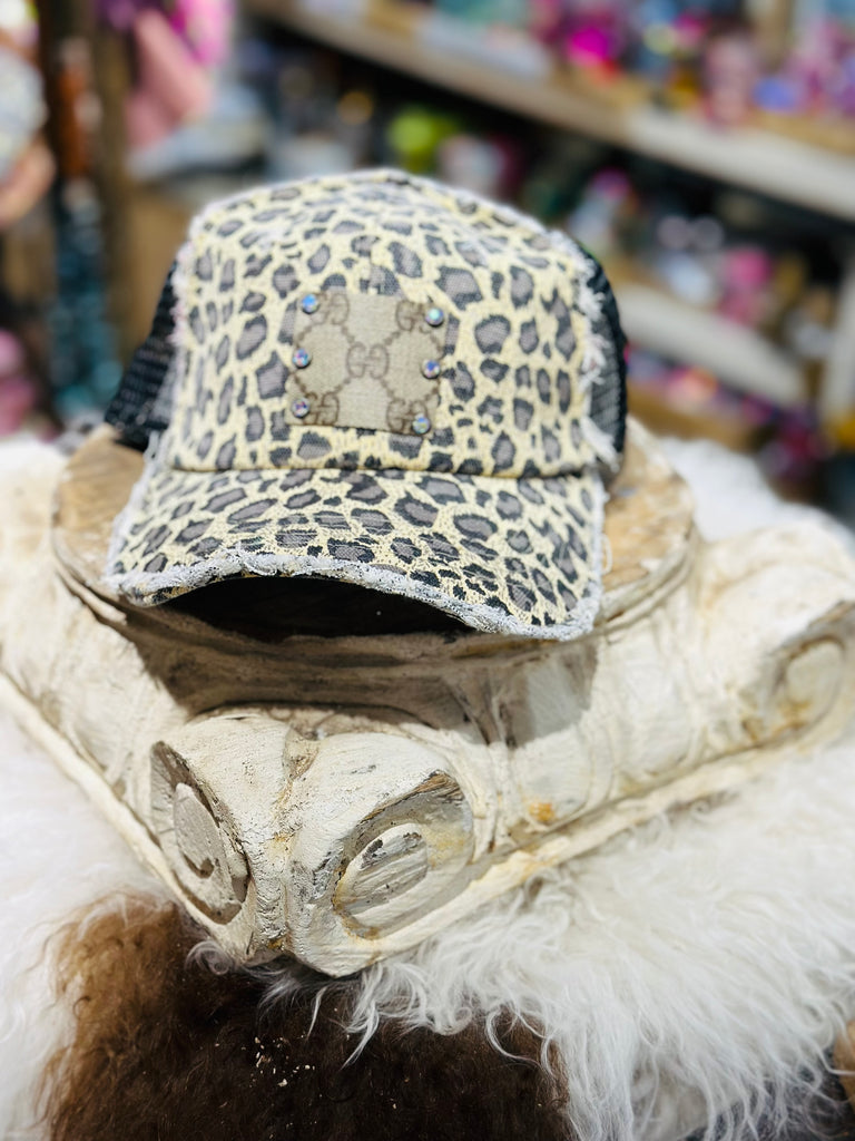 Distressed Leo Beige Lux Ballcap Hat