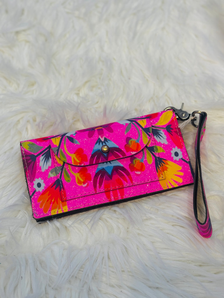 Perfect Pink Floral Glitter Fallon Bifold Wallet