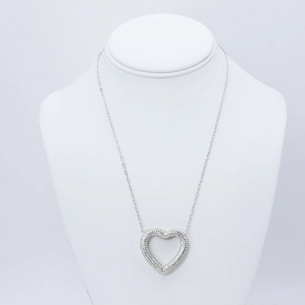 Silver Heart Outline Gold Necklace