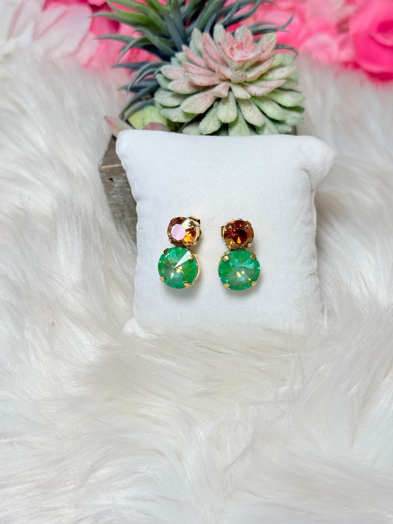 Maegan Swarovski Watermelon Stud Earrings - Apple Green Ignite