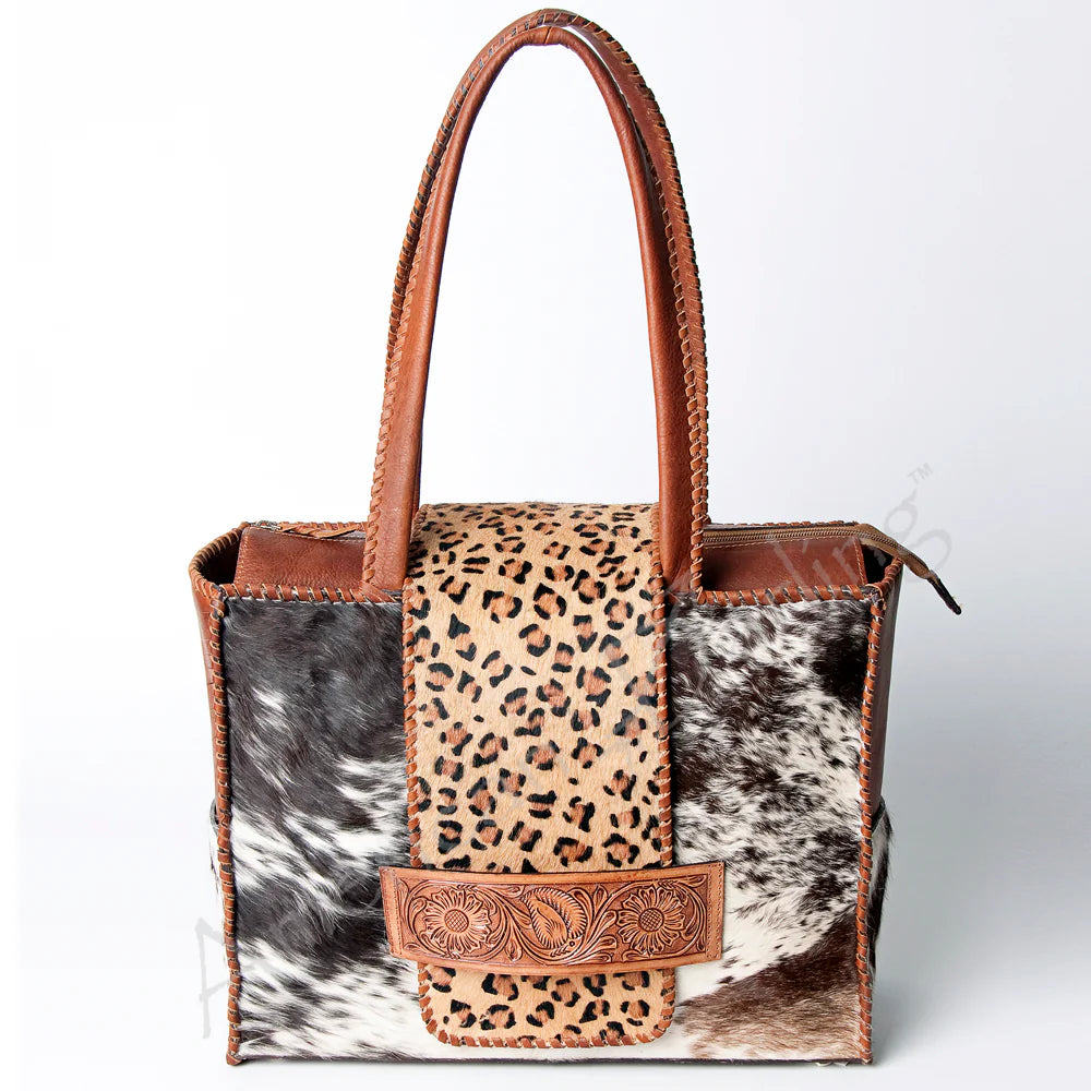 Cowhide and Leopard Leather Tote Bag