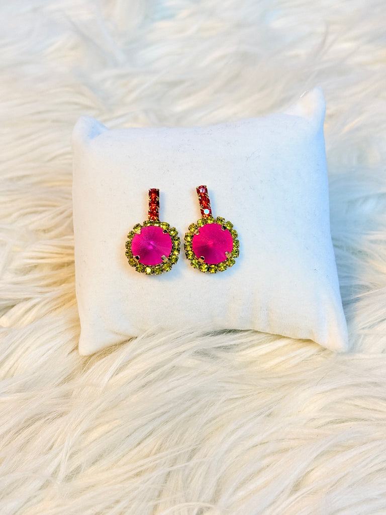 Nuriel Swarovski Stud Earrings - Magenta