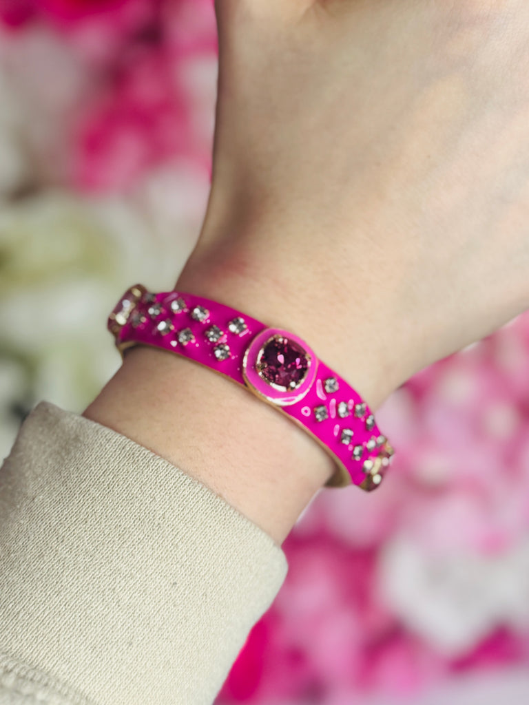 Renee  Swarovski Cuff Bracelet Fuchsia