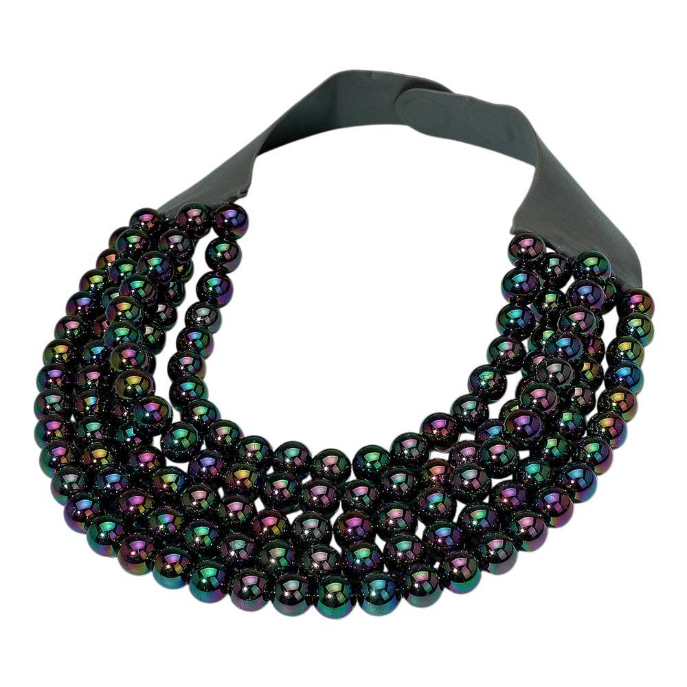 Multistrand Beaded Statement Magnetic Necklace: Black
