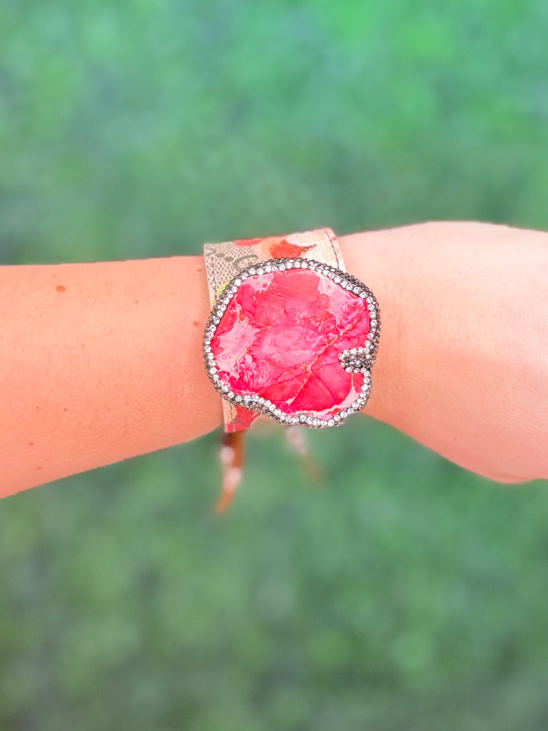 Rose Pink~LIMITED EDITI0N Vintage Bloom Upcycled Collection Slab Cuff