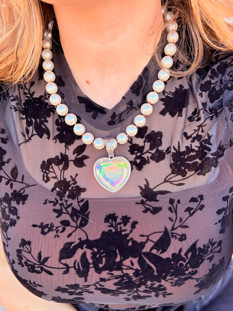 Pearls and Heart Of Glass Necklace