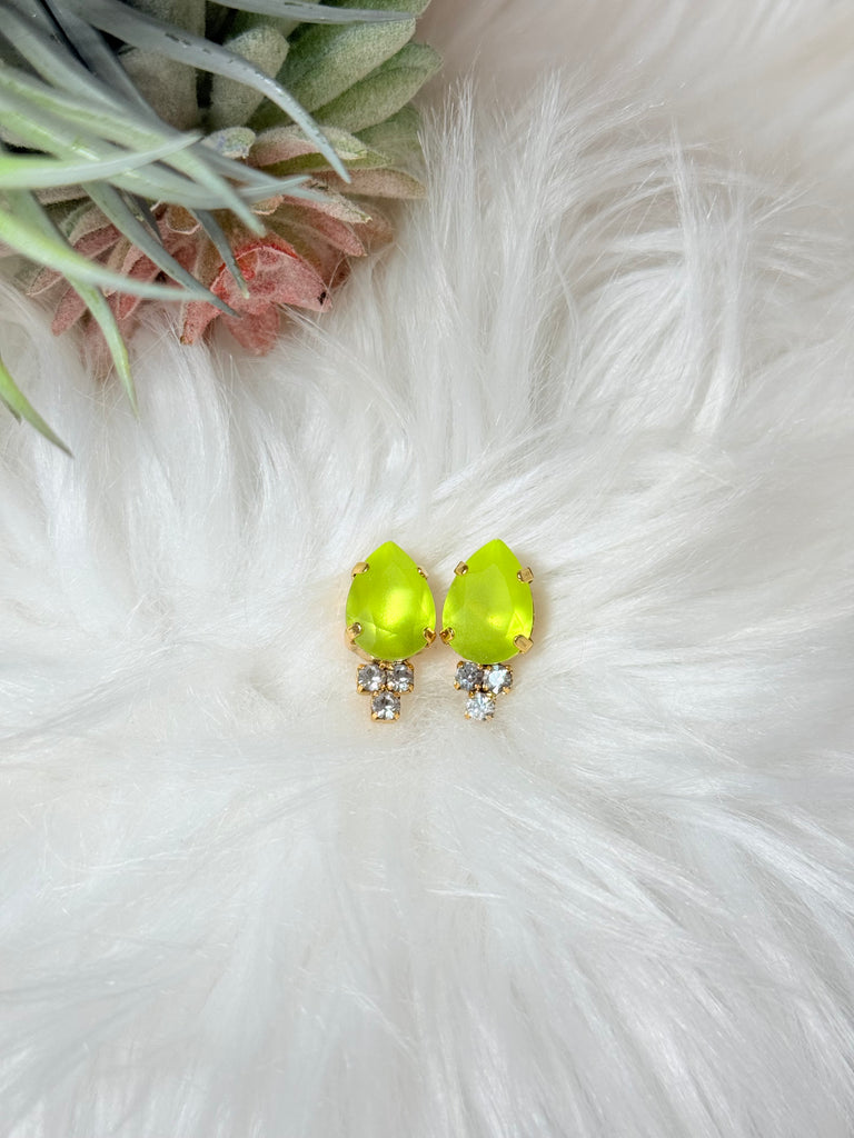 Vienna Swarovski Studs in Citrus Green Matte