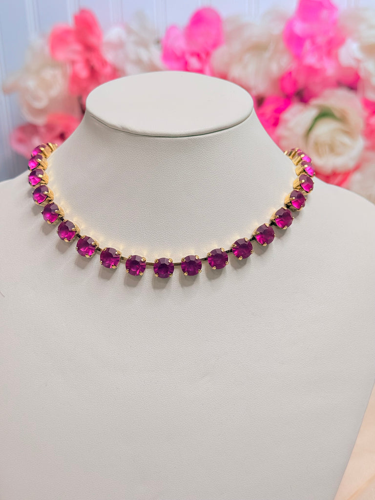 Oakland Necklace In Fuchsia Matte Swarovski Crystal